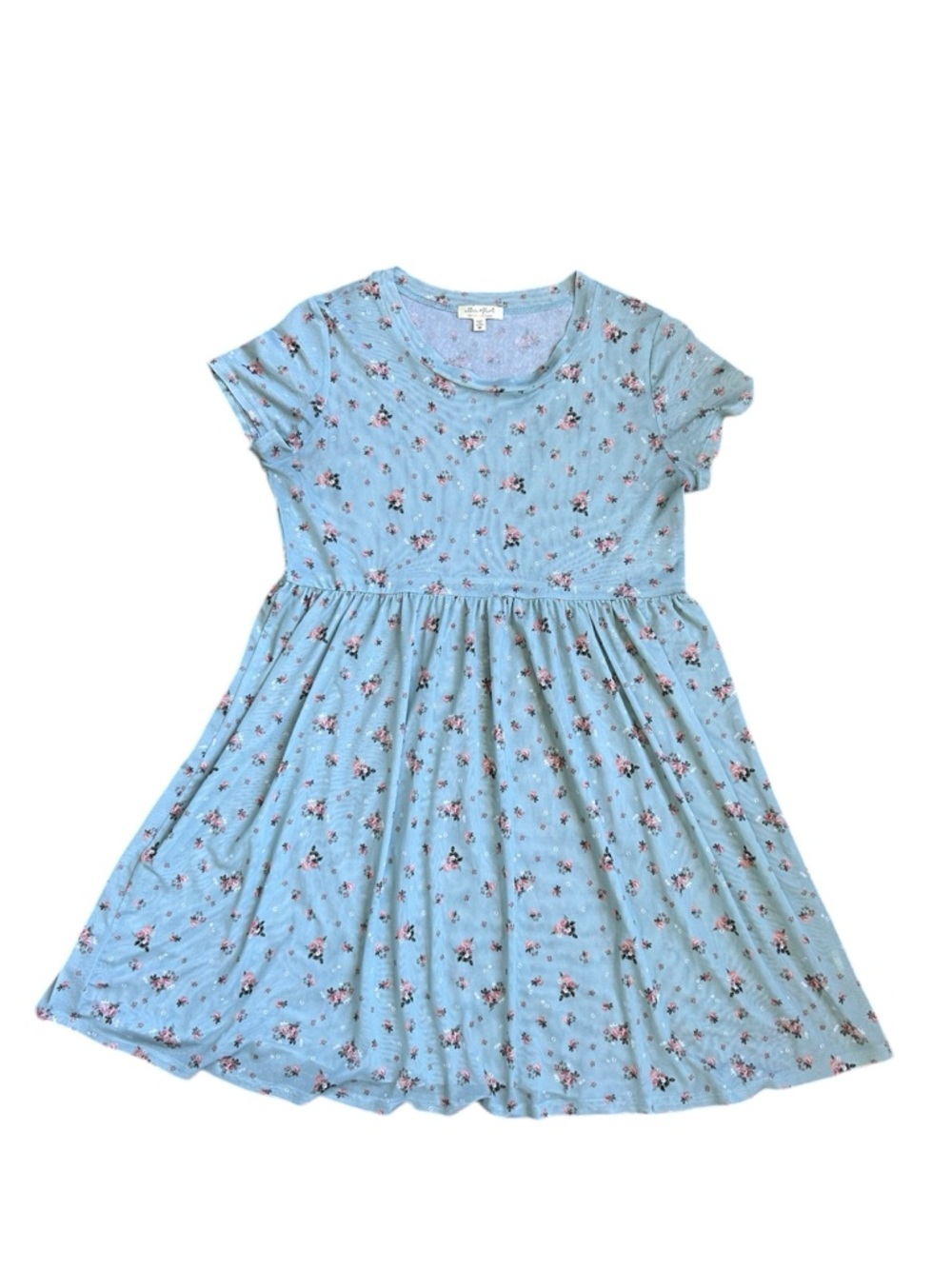 Ultra Flirt light blue floral sheer babydoll dress size medium - Picture 4 of 7